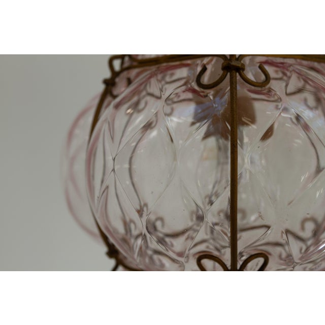 Italian Caged Pink Murano Glass Pendant from Seguso, 1950s For Sale - Image 6 of 17