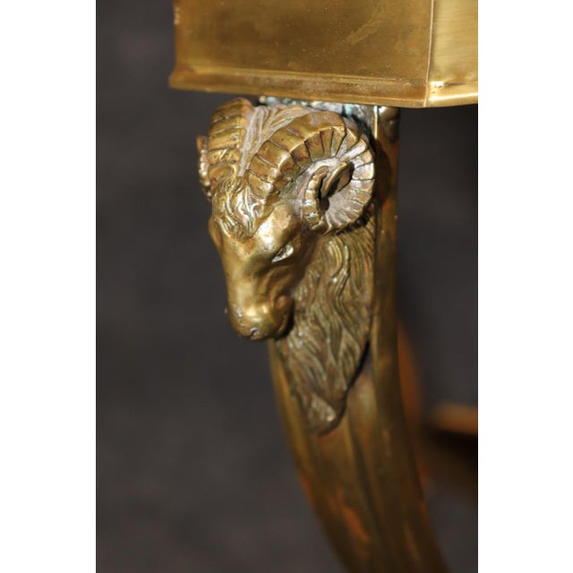 Pair of Directoire Style Brass Ramshead Two Tier Gueridon End Tables For Sale - Image 11 of 13