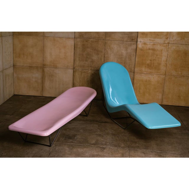 1960s Fibrella Lounge Chair by Le Barron, Blue, Attributed For Sale - Image 4 of 5