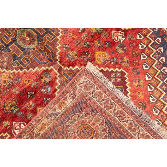 1970s Vintage Hand-Knotted Persian Qashqai Rug 4'0" X 5'4" For Sale - Image 5 of 16