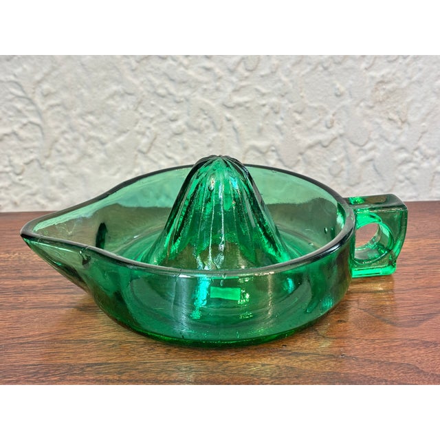 Midcentury Dark Green Glass Juicer For Sale - Image 9 of 9