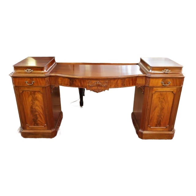 Late 19th Century English Mahogany Regency Style Server Buffet Sideboard For Sale