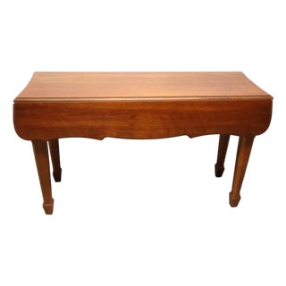 Vintage Broyhill Cherry Drop-Leaf Sofa Console Table With Dual Drawers For Sale