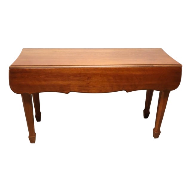 Vintage Broyhill Cherry Drop-Leaf Sofa Console Table With Dual Drawers For Sale