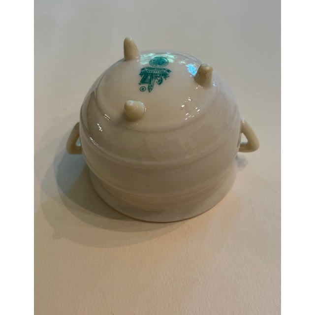 1970s Belleek Sugar Bowl and Floral Style Underplate For Sale - Image 6 of 10