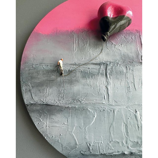 Vera Vizzi, Wall Sculpture with Heart Balloon and Miniature Figure, 2022, Mixed Media For Sale - Image 6 of 10