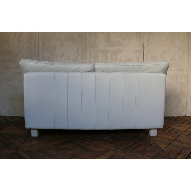 Italian Mid-Century Modern Leather Two-Seat Couch — Circa 1980s For Sale - Image 14 of 18