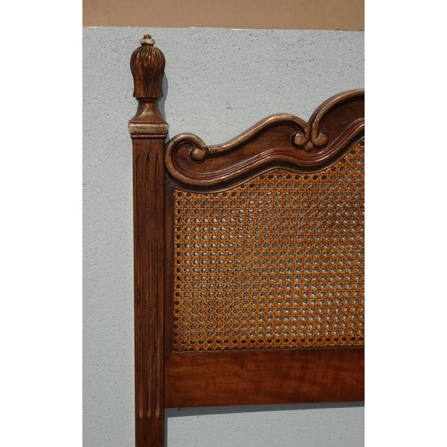 Wood Vintage Drexel Heritage French Provincial Louis XV Cane King Headboard For Sale - Image 7 of 17