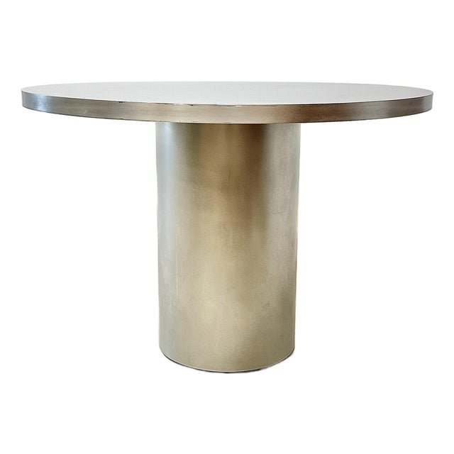 Vintage Architectural Stainless Steel Pedestal Dining / Center Table For Sale