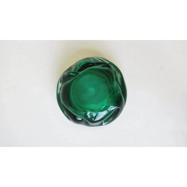 Italian Murano Art Glass Bowl, Organic Modern, Emerald Green Gold, Mid-20th Century, Italy For Sale - Image 12 of 12