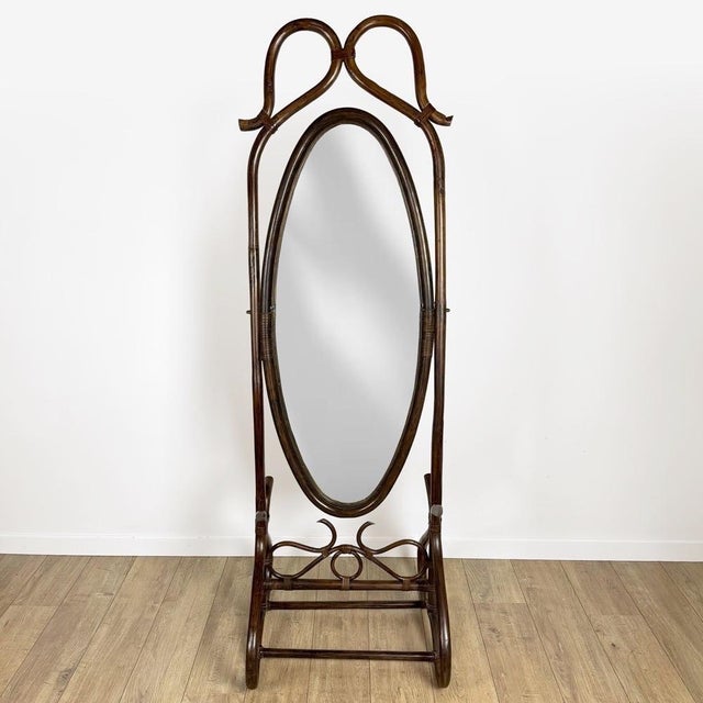 Curved Wooden Psyche Mirror, 1960s For Sale - Image 15 of 15
