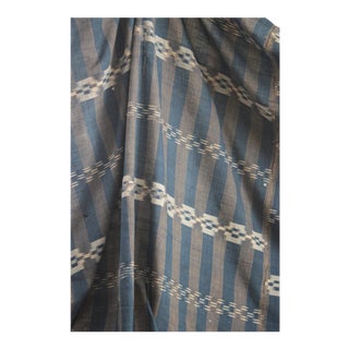 Antique French Blue Curtain Indigo Ikat Fabric For Sale