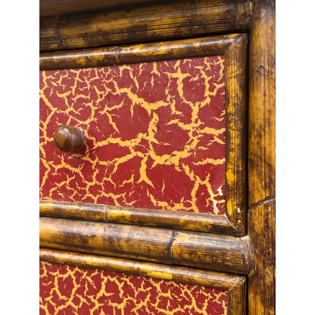 Plastic Vintage British Colonial Chest in Faux Tortoise Shell and Faux Bamboo With Crackle Finish For Sale - Image 7 of 12