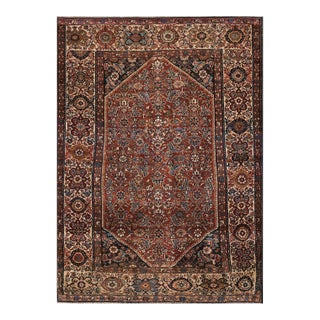 1920s Red Medallion Antique Persian Malayer Rug 4'3" X 6'2" Handknotted Wool Carpet For Sale