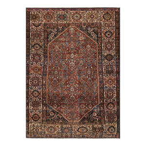 1920s Red Medallion Antique Persian Malayer Rug 4'3" X 6'2" Handknotted Wool Carpet
