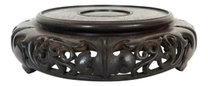 Antique Chinese Hand Carved and Turned Tiered Rosewood Display Stand 9"/6.2"