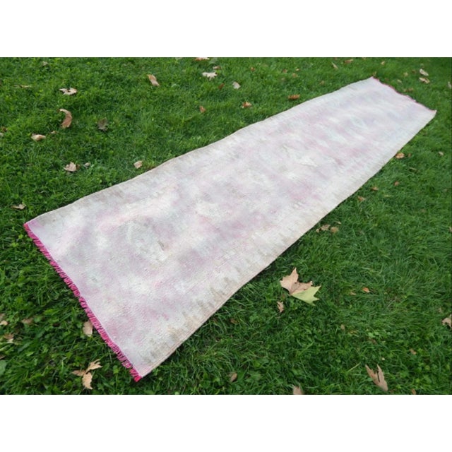 Distressed Vintage Turkish Klim Runner Rug 287'' X 124.4'' / 73x316cm Hand woven with high quality pure wool Excellent...