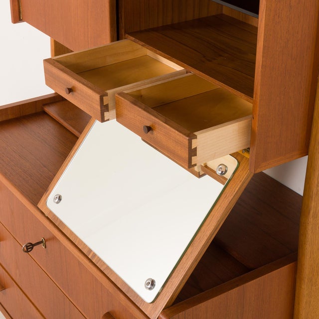 Danish Teak Secretaire with Hidden Vanity attributed to Poul Volther, 1960s For Sale - Image 12 of 18