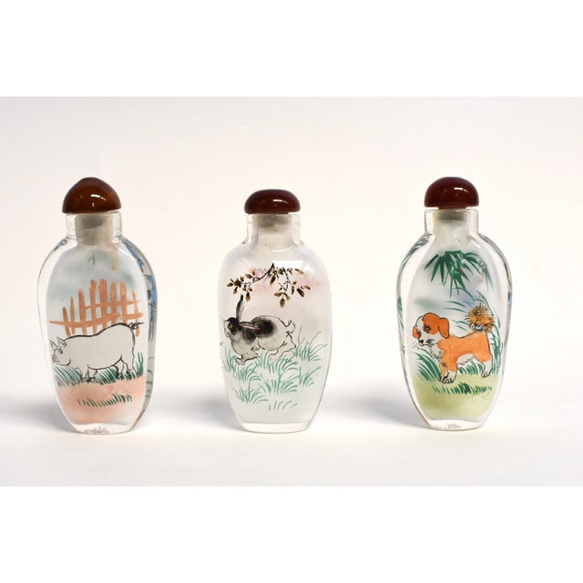 Snuff Bottle Eglomise Reverse Painted Zodiac Animals - Set of 3 For Sale - Image 13 of 13