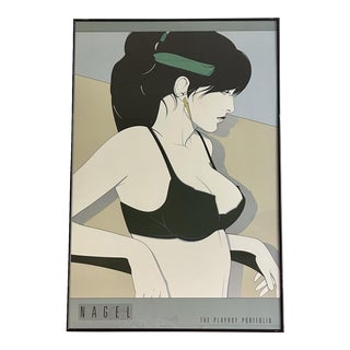 1988 Patrick Nagel Art Deco Revival Figurative Framed Print For Sale