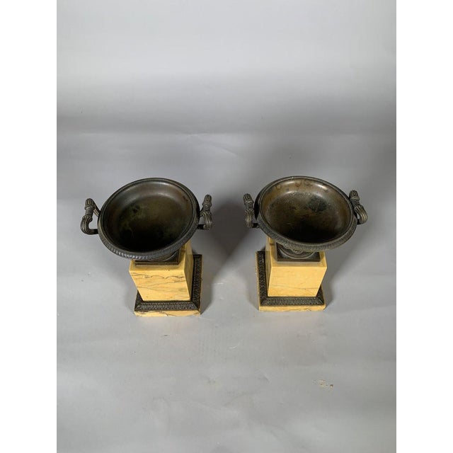 Charles X Style Mantelpiece Set with Horse Clock and Pair of Casseroles For Sale - Image 9 of 12