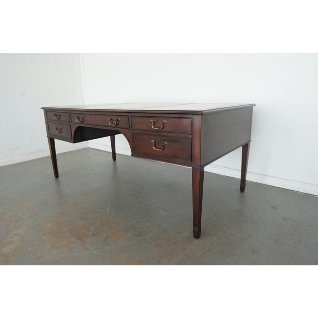 Vintage Leather-Inlay Writing Desk For Sale In Austin - Image 6 of 14