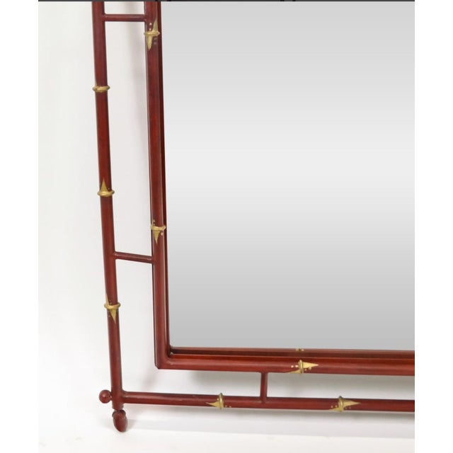 1960s 1960s Red and Gilt Faux Bamboo Mirror For Sale - Image 5 of 6