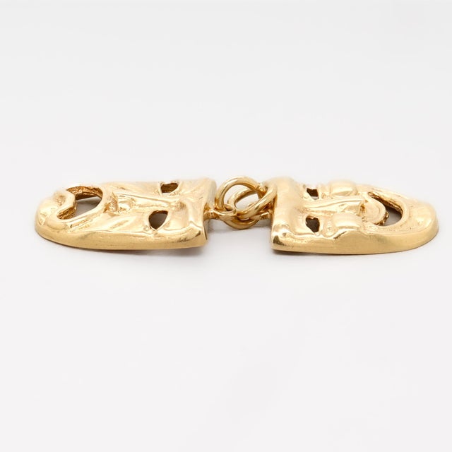 Gold Vintage 14k Gold Comedy & Tragedy Masks Figural Charm for a Bracelet For Sale - Image 8 of 14