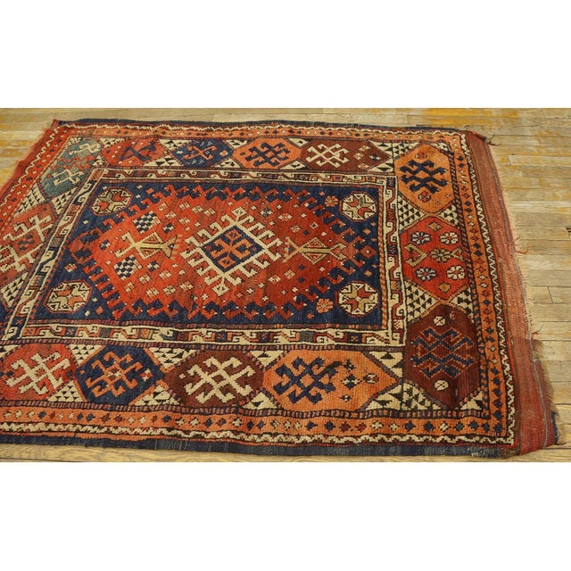 1870s Antique Red Medallion Tribal Konya Turkish Square Scatter Size Wool Rug For Sale In New York - Image 6 of 10