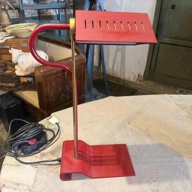 1980s Mid-Century Modern Brass and Metal Desk Lamp by Goffredo Reggiani For Sale - Image 10 of 13