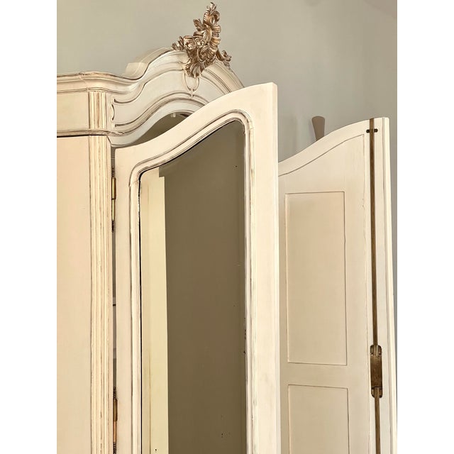 Off-white 19th Century French Louis XV Provincial Petite Armoire For Sale - Image 8 of 12