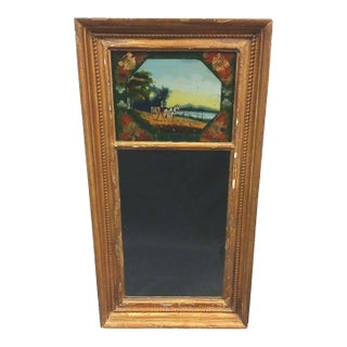 Antique Federal Giltwood Trumeau Mirror For Sale