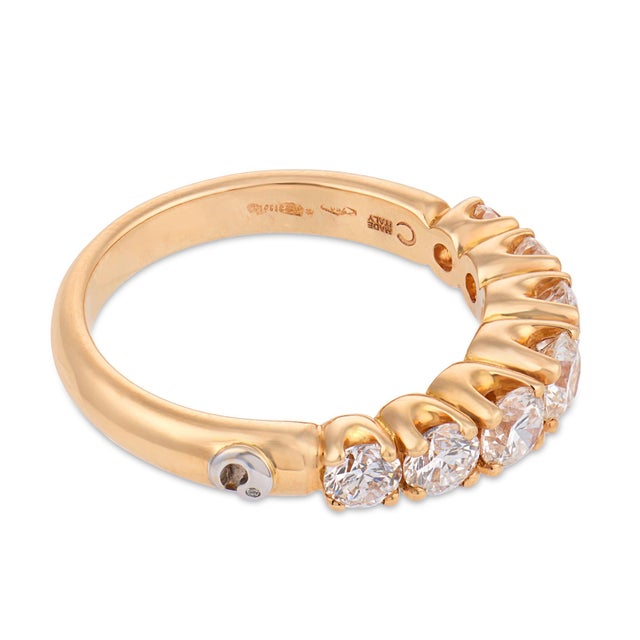 Vintage Italian Diamond 18k Rose Gold Half Eternity Wedding Band, Size 6.75 For Sale - Image 4 of 7