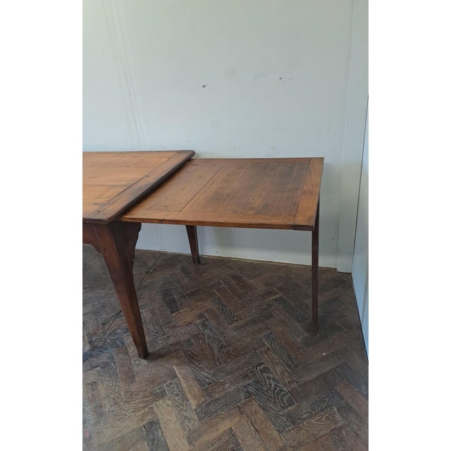 French Cherrywood Kitchen Farm Table with Extension, 1860 For Sale - Image 4 of 10