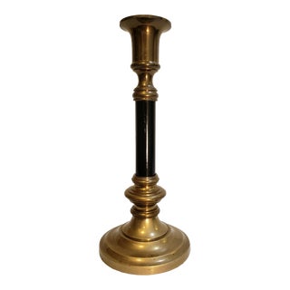 Vintage Brass & Black Candlestick Holder 1960's For Sale