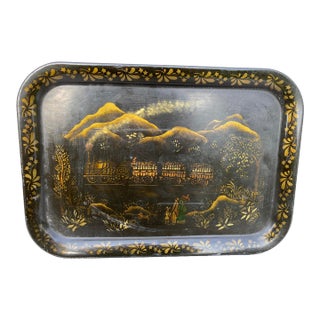 Antique Chinoiserie Tole Tray For Sale