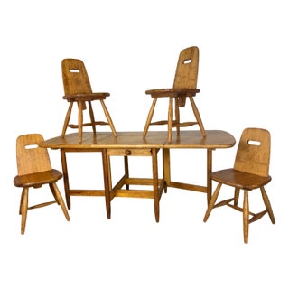 Mid-Century Scandinavian Dining Set by Eero Aarnio for Laukaan Puu, 1960s, Set of 5 For Sale