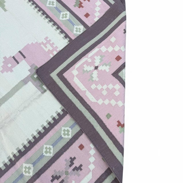 2000 - 2009 Handmade Indian Dhurrie Kilim | 12x15 For Sale - Image 5 of 6