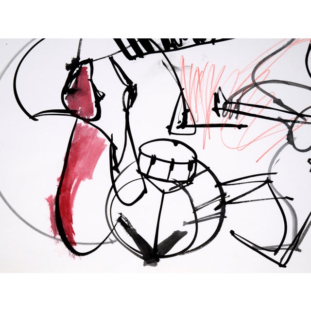Late 20th Century Jazz Trio - Abstract Expressionist Composition in Ink and Watercolor on Paper by Michael William Eggleston For Sale - Image 5 of 6