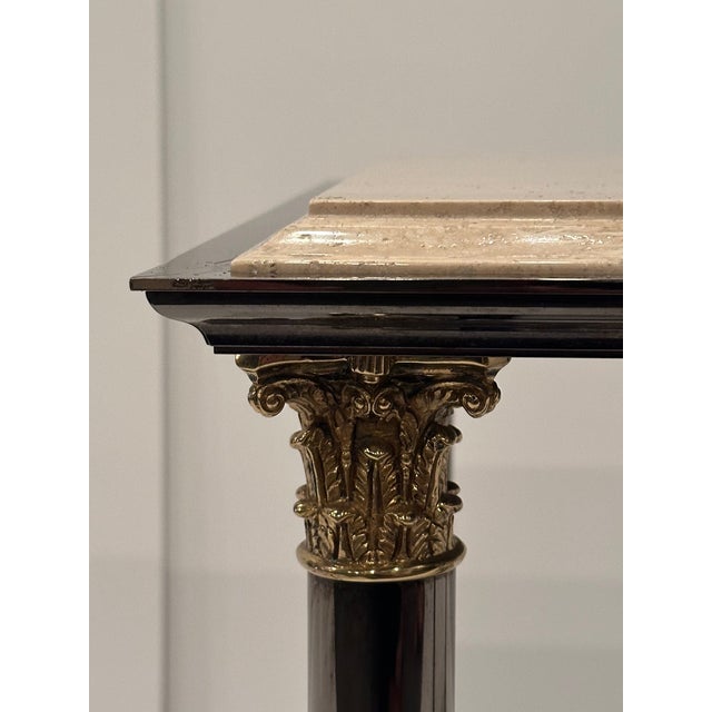 Marble Brass & Tinted Steel Hollywood Regency Cocktail Table For Sale - Image 12 of 13