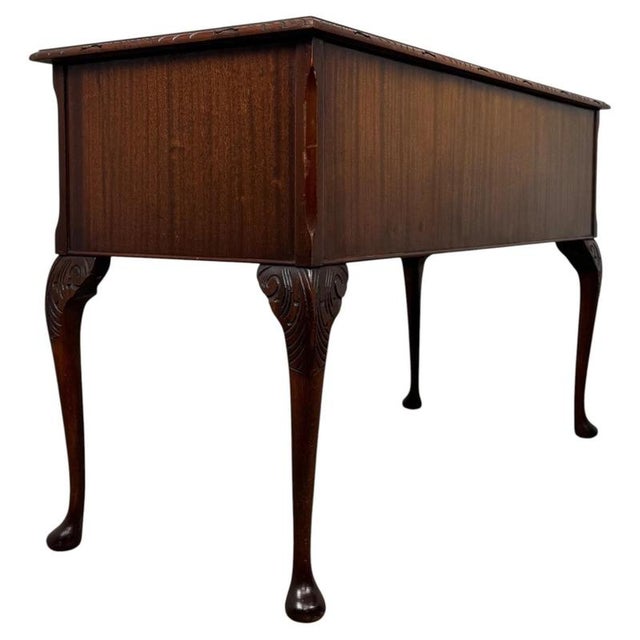 Antique English Mahogany Writing Table, 1920 For Sale - Image 9 of 12