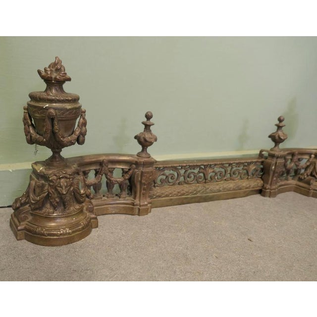 French Rococo Brass Extending Fender with Decorative Chenets For Sale - Image 5 of 7