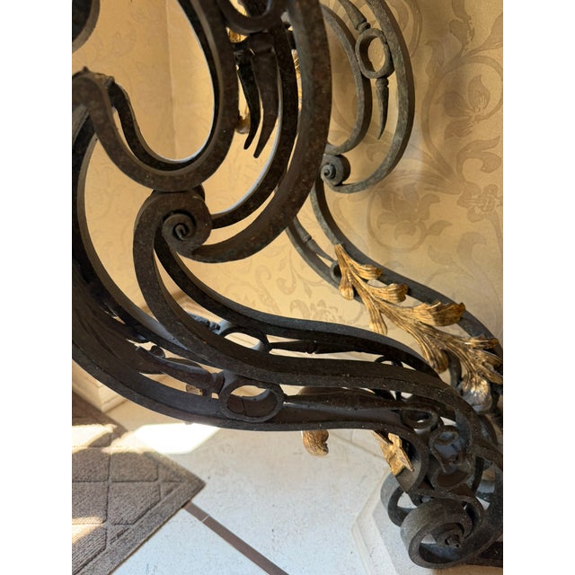 Gilt Iron & Stone Top Console –Rose Tarlow– Hand‑Forged Scrollwork & Classical Elegance For Sale - Image 13 of 18