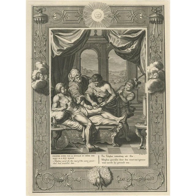 Picart, Illustration of a Wounded Telephos After Consulting the Oracle of Delphi, 1733, Print For Sale