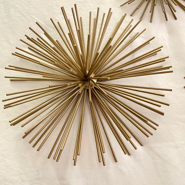 Gold Gold Metal Starburst or "Sea Urchin" Wall Decor - Set of 3 For Sale - Image 8 of 11