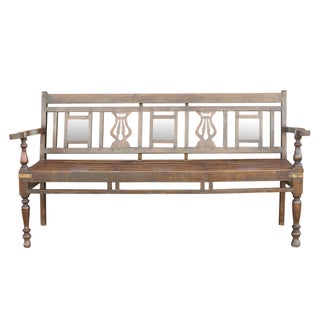 Anglo Indian Mirrored Teak Bench For Sale