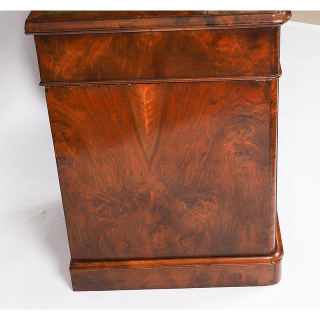 Antique Victorian Burr Walnut Twin Pedestal Desk, 19th Century For Sale - Image 18 of 18