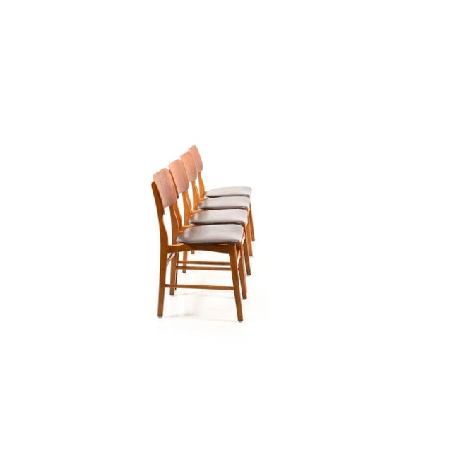 Mid-Century Modern Danish Beech and Teak Dining Chairs, 1950s, Set of 4 For Sale - Image 3 of 10