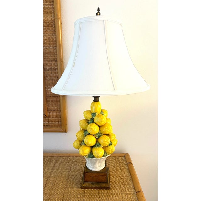 Vintage Italian Lemon Topiary Lamp With Gilded Base For Sale - Image 9 of 12