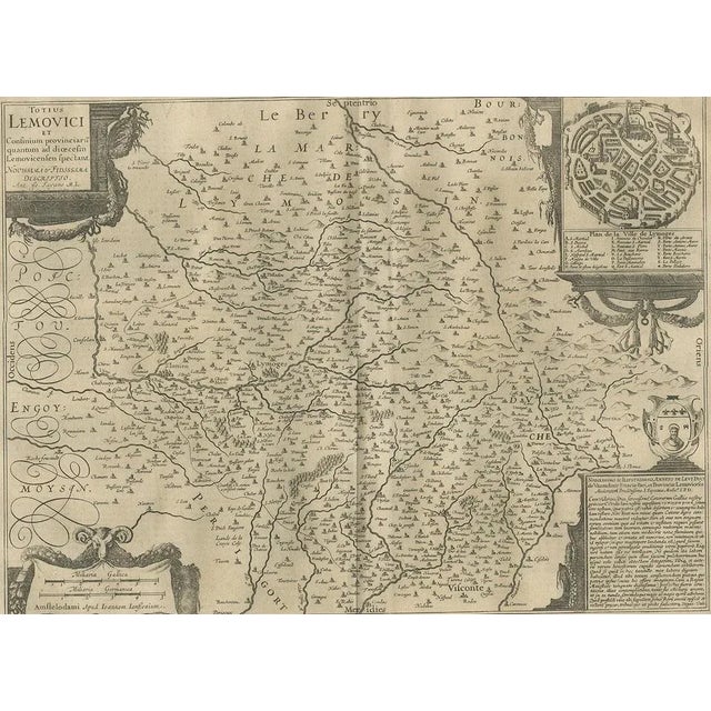 Antique map 'Totius Lemovici and the consinium of the provincials as far as the Diocese of Lemovicense is concerned'....